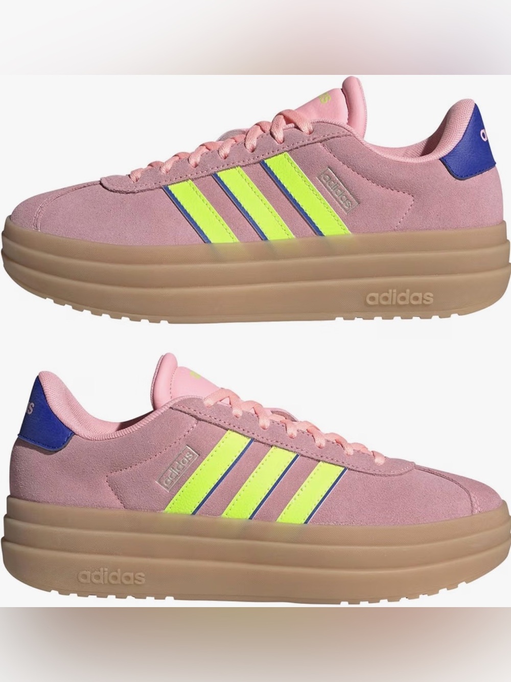 EUC adidas VL Court Bold Sneakers. Pink Spark/Lucid Lemon/Lucid Blue. Size 9.
